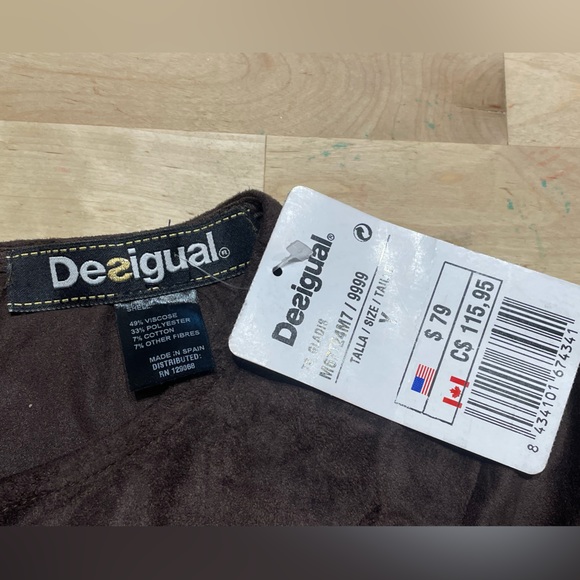 Desigual brown top shirt with cap sleeves size Y NWT NEW with tag - Picture 5 of 12